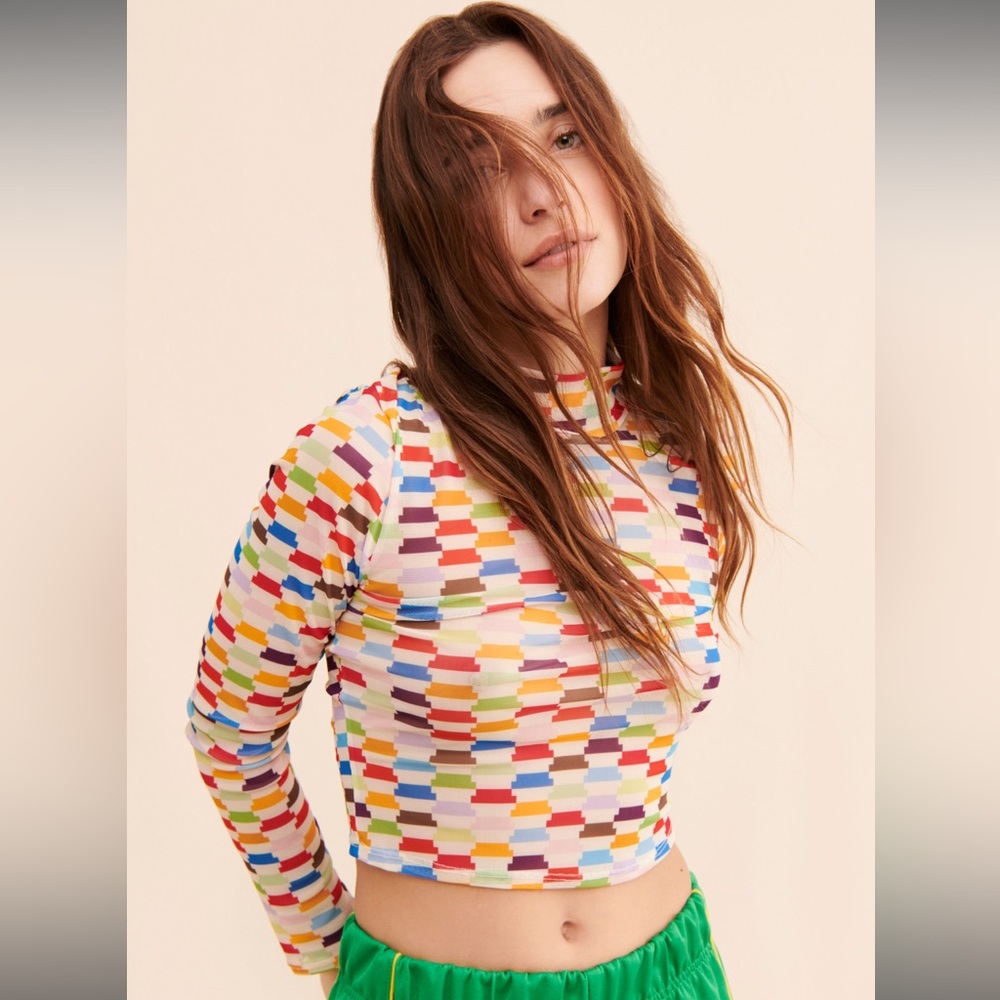 Lisa Says Gah x Nuuly Ana Cropped Turtleneck - Multi Small